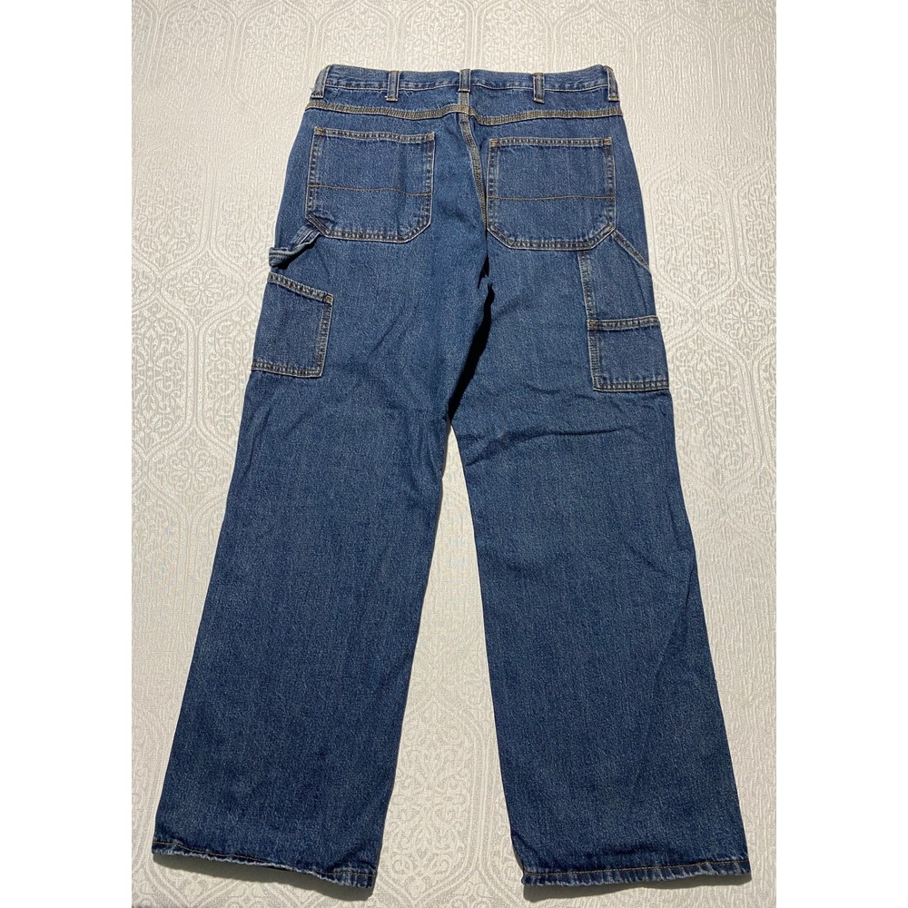 Faded Glory Mens Carpenter Jeans 34x30 Blue Medium Wash Denim Utility Work Pants